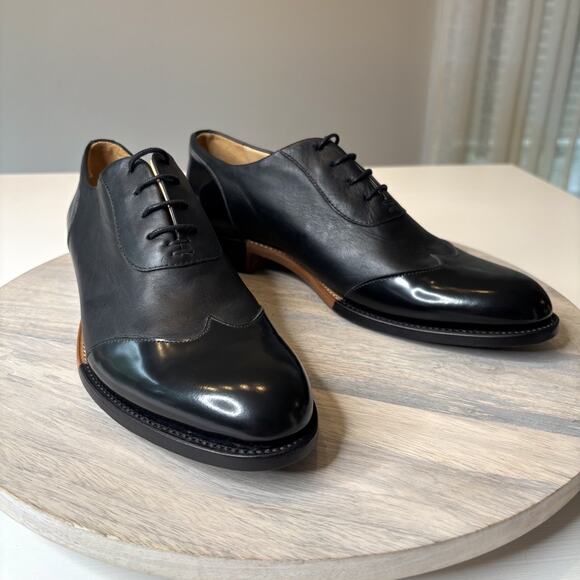 Angela Scott Mr. Evans Black Leather Oxford Dress Shoes EU Size 41 US 10.5 - Picture 1 of 12